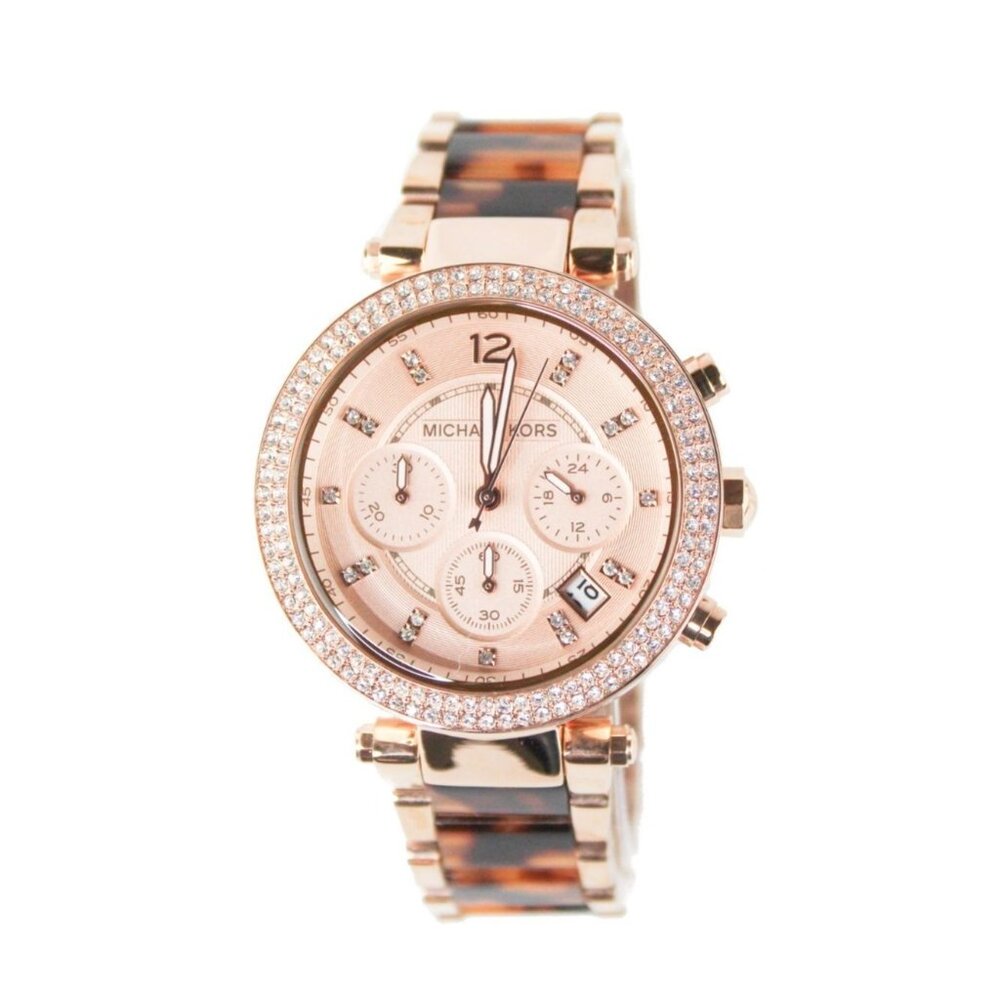 NEW Michael Kors MK5538 Parker Rose Gold Tortoise Watch Stainless Steel Acetate - Picture 3 of 7